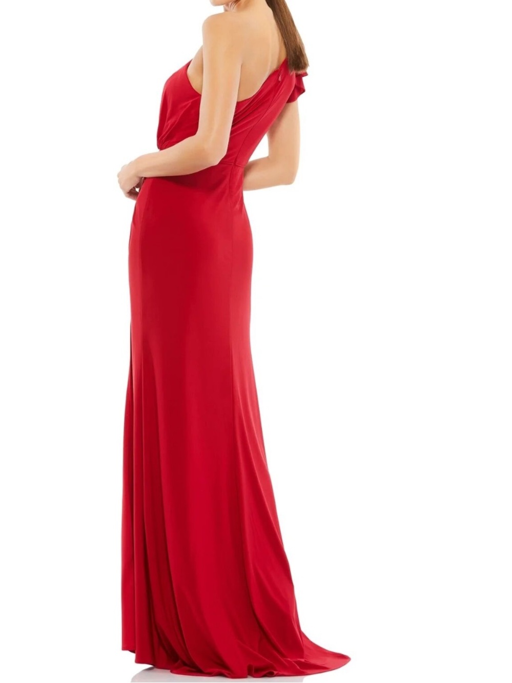 🦄 NWT Mac Duggal Sz 2 Emerald Ruched Long Slit One Shoulder Dress 67858 - Picture 9 of 12